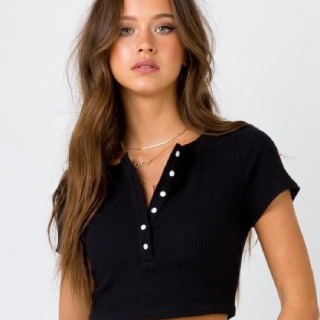 Front Buttoned Ribbed Top at Rs.399